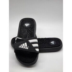 Adidas Black White Stripe Slides 13 Shoes Hook/Loop closure adjustable